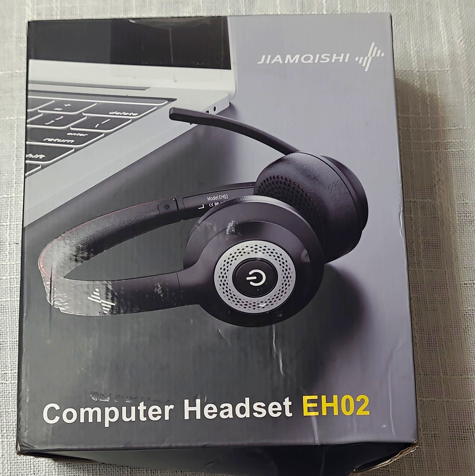 JIAMQISHI EH02 Wireless Bluetooth Headset Noise Cancel Boom Mic USB 3.5mm Black