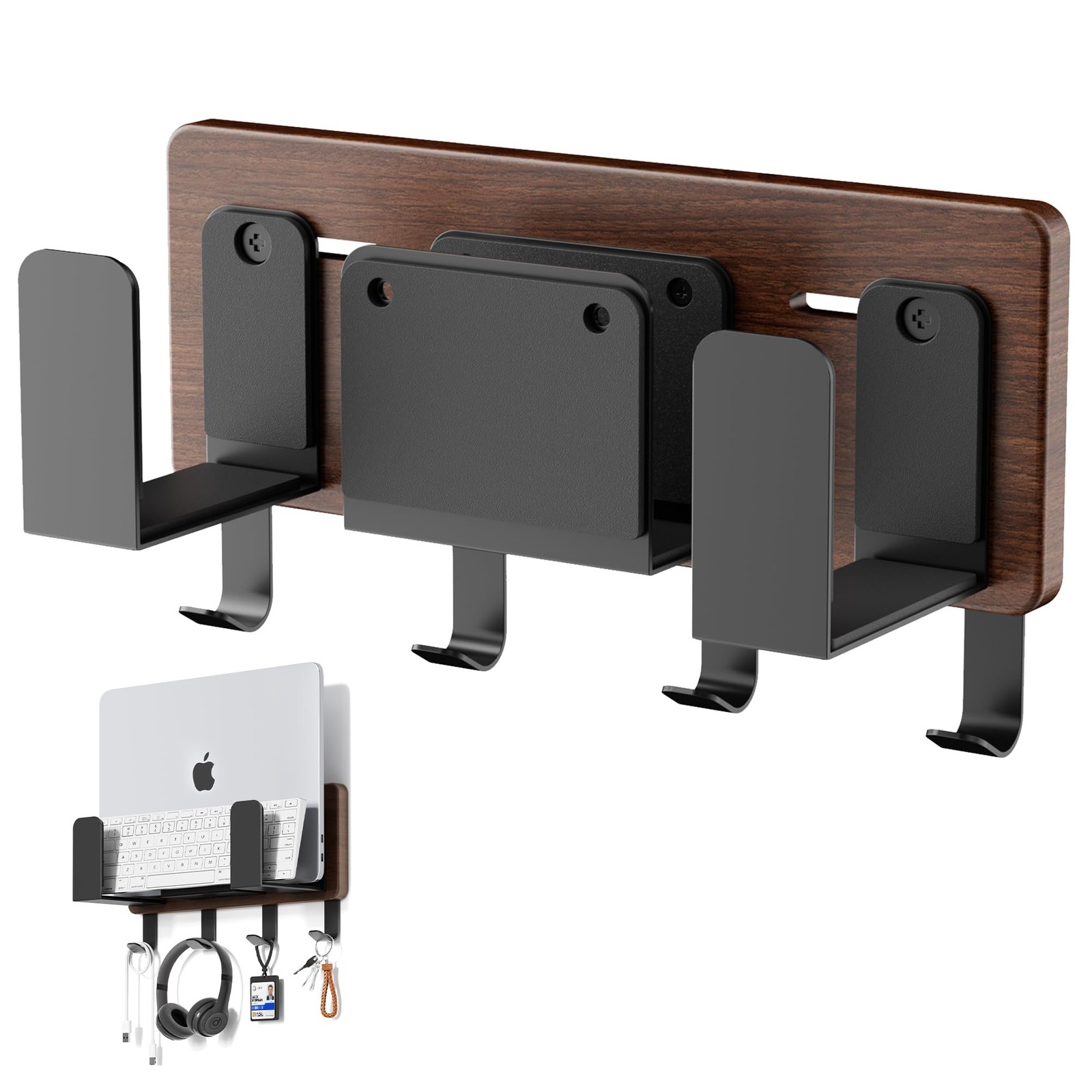 AFOOYO Universal Laptop Wall Mount Holder, Adjustable Metal Desk Organizer wi...