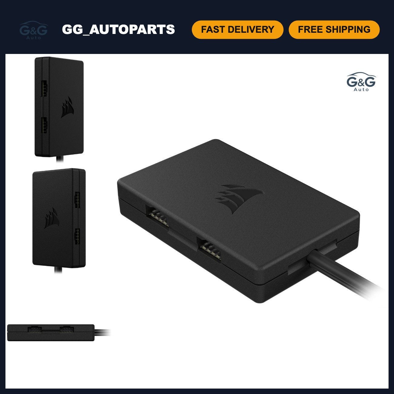 4-Port USB 2.0 Hub - 4x 9-Pin Ports, Magnetic Installation, Intel & AMD Compatib
