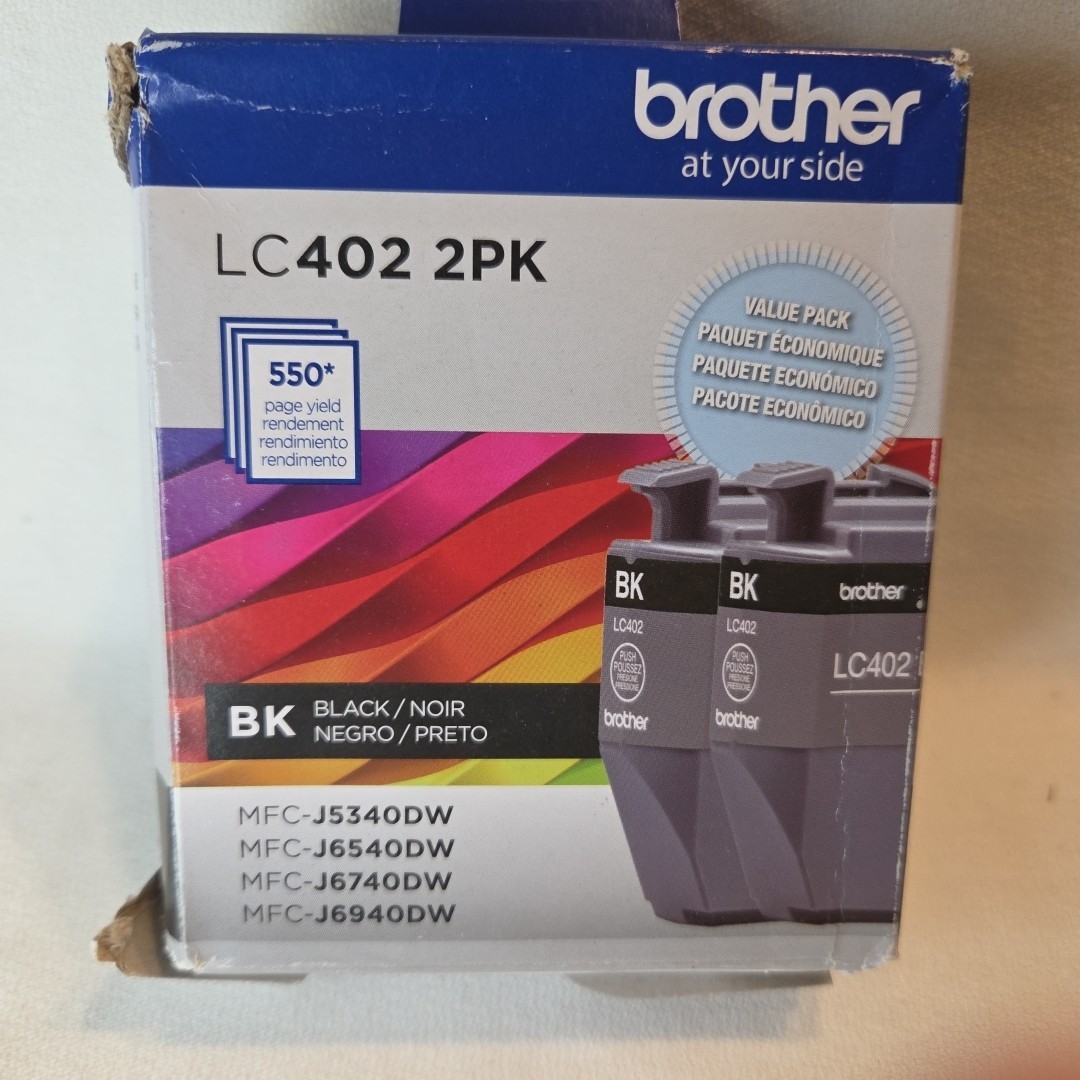 NEW OEM - 2-PACK BROTHER LC402 2PK BLACK Ink Cartridges - 10/2026