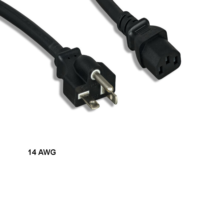 LOT 10pcs 6ft 14 AWG Power Cable NEMA 5-20P to IEC-60320 C13 15A/125V SJT Black