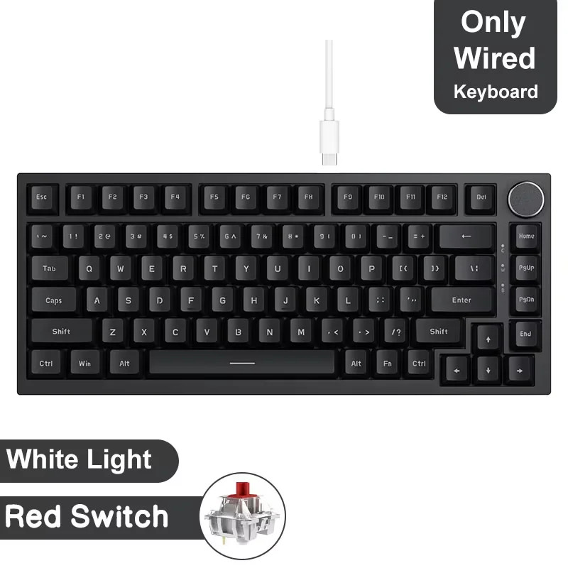 Ajazz AK820 Pro 75% Mechanical Keyboard Bluetooth 5.1 Wireless Knob Hotswap