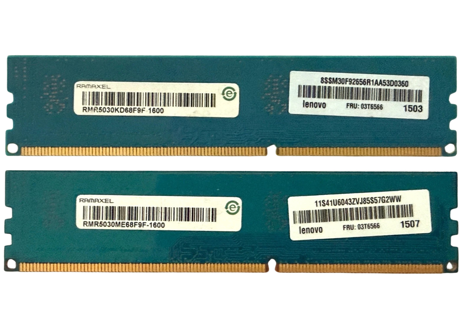LENOVO 2x4GB 1RX8 DESKTOP MEMO RAM PC3L-12800U-11-12-A1 DDR3 1600MHz PREO USPSGA
