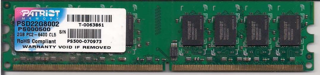 Patriot Memory Signature 2 GB DIMM 800 MHz DDR2 Memory (PSD22G8002)