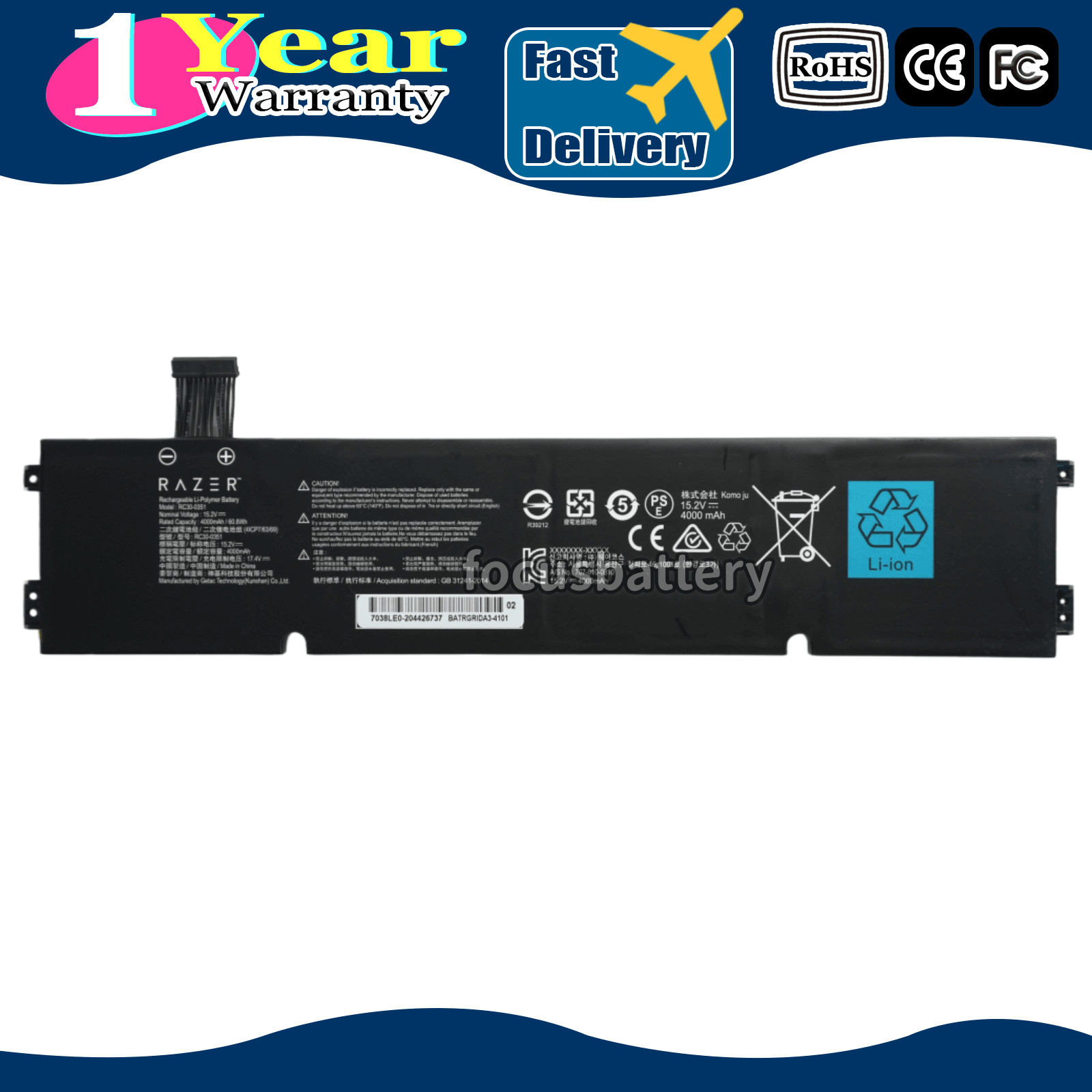 New Genuine RC30-0351 60.8Wh Battery For Razer Blade 15 Base 2020 2021 RZ09-0351