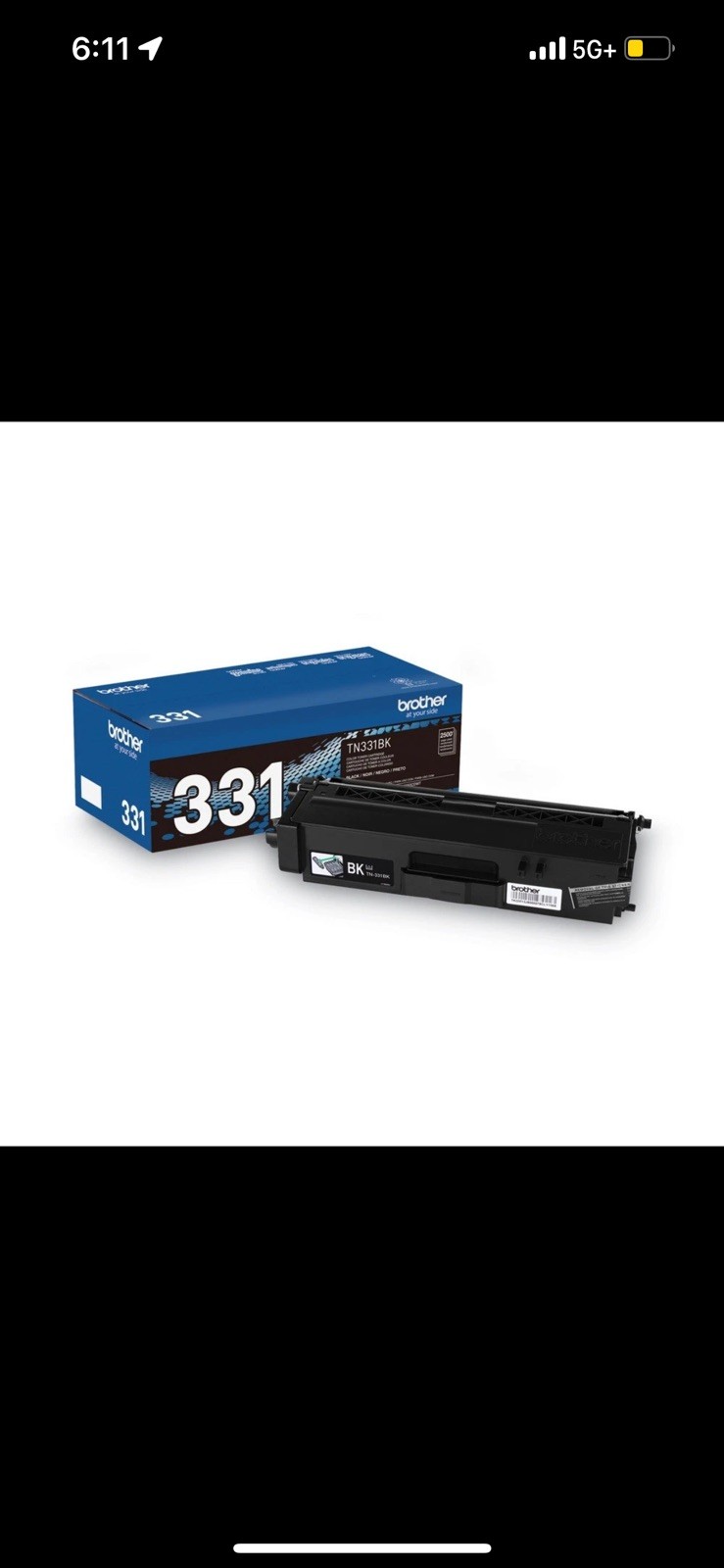 Brother TN331BK 2500 Page-Yield Toner - Black New
