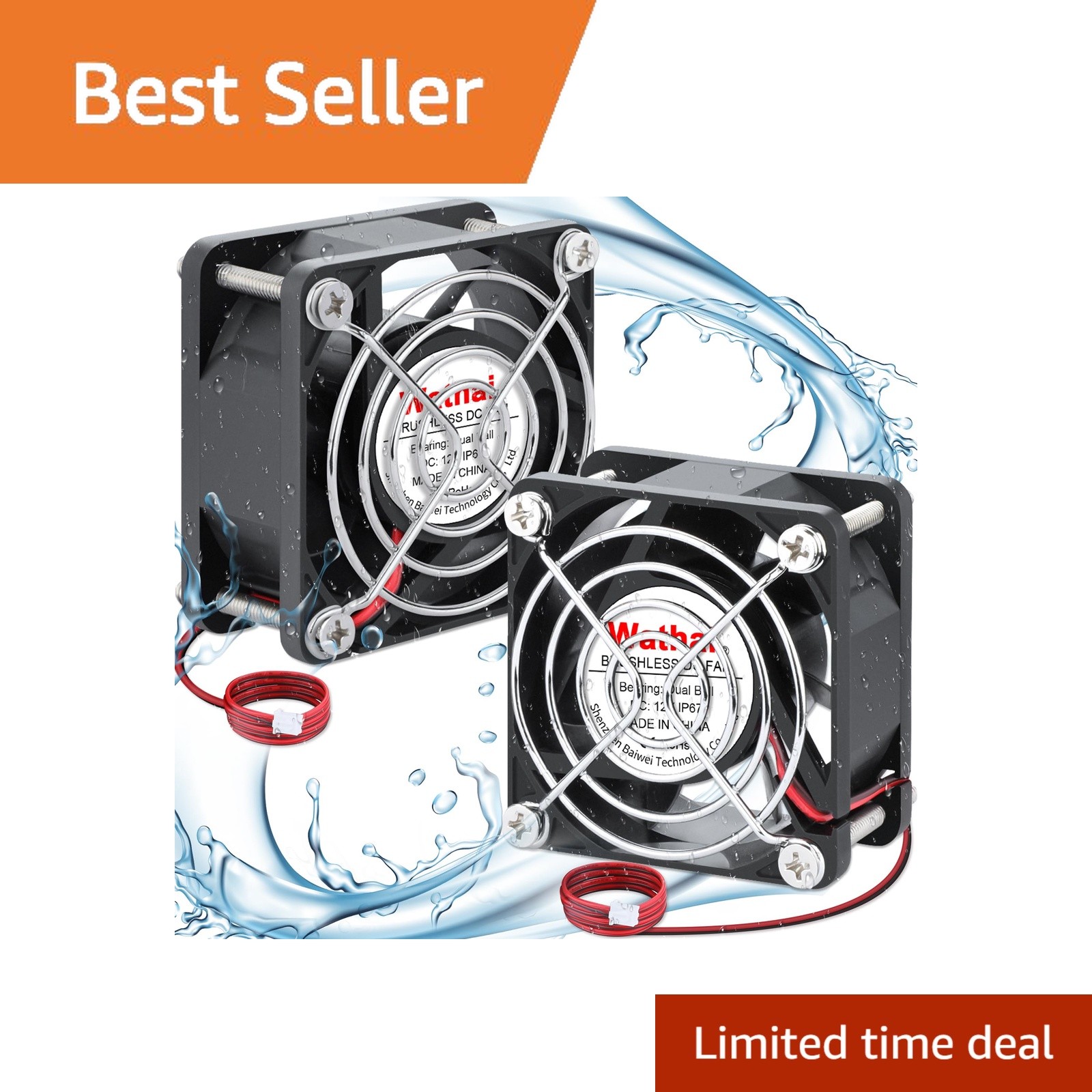 Wathai 60x25mm 12V Waterproof Cooling Fan Dual Ball Bearing