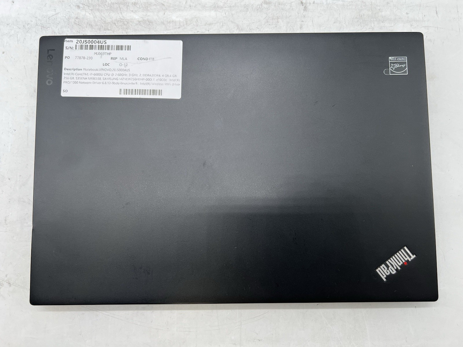 Lenovo ThinkPad T470s, i7-6600U CPU, @ 2.60GHz, 8GB RAM, 256GB NVMe-No OS/AC