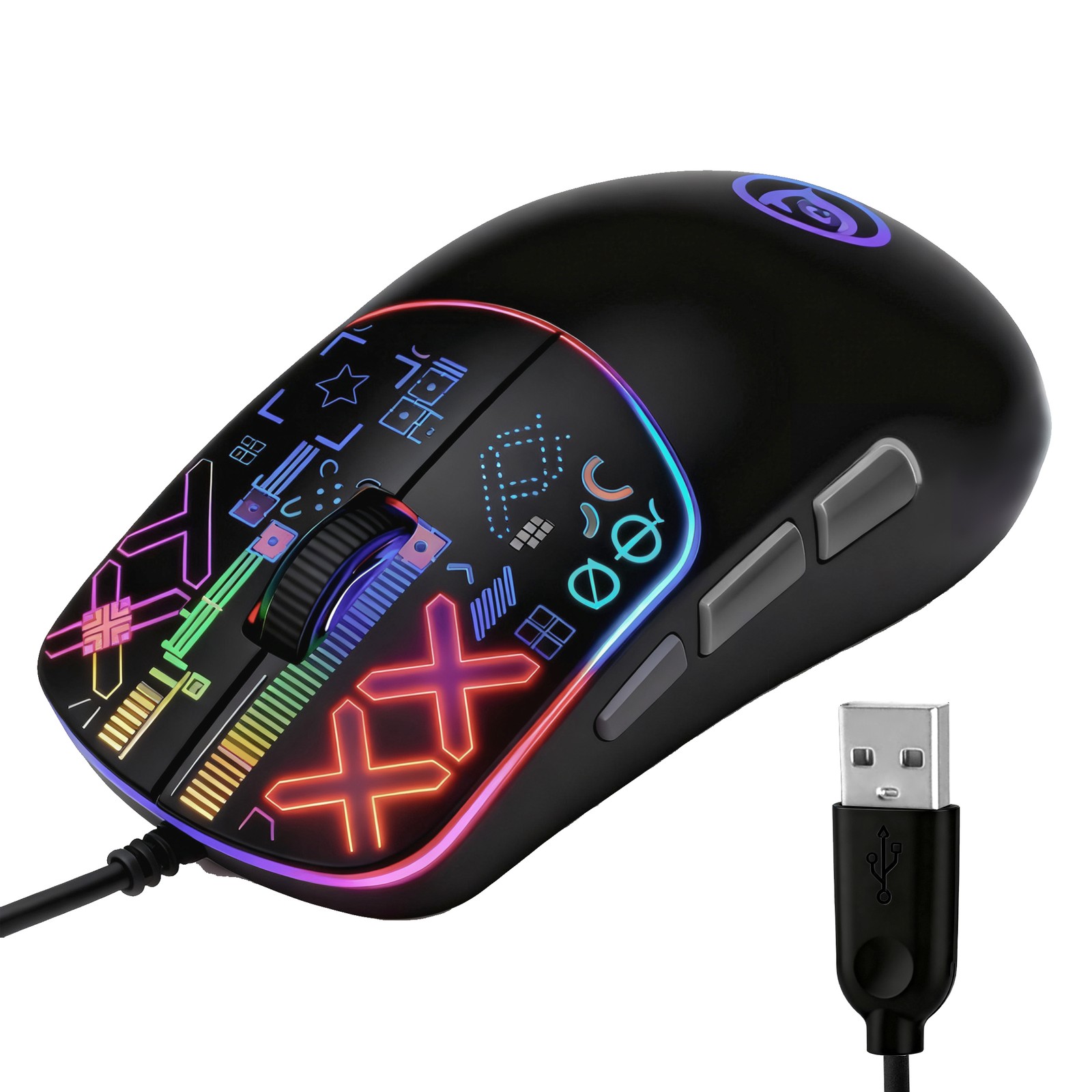 USB Gaming Mouse RGB Wired Mice Silent Ergonomic 6 Macro Buttons Adjustable DPI