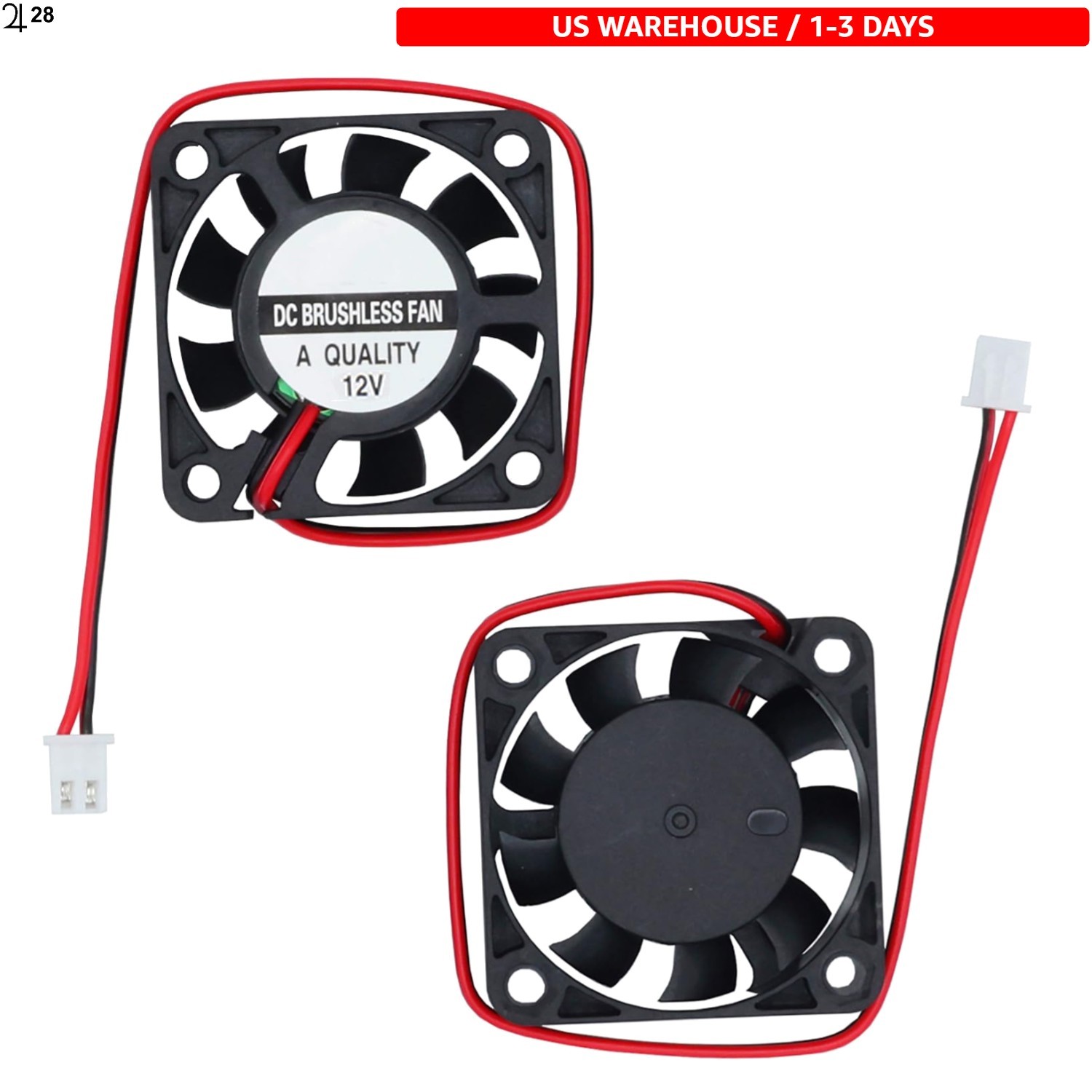 Compact 40mm Dual 12V Cooling Fans - Silent 27.5 dB Operation for 3D Printers
