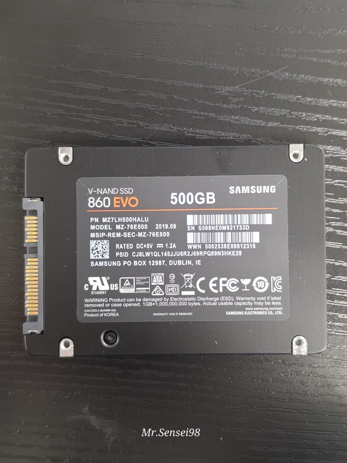 Samsung SSD, v-nand,860 EVO, 500gb, model MZ-76E500, SATA III, Health 99-100%