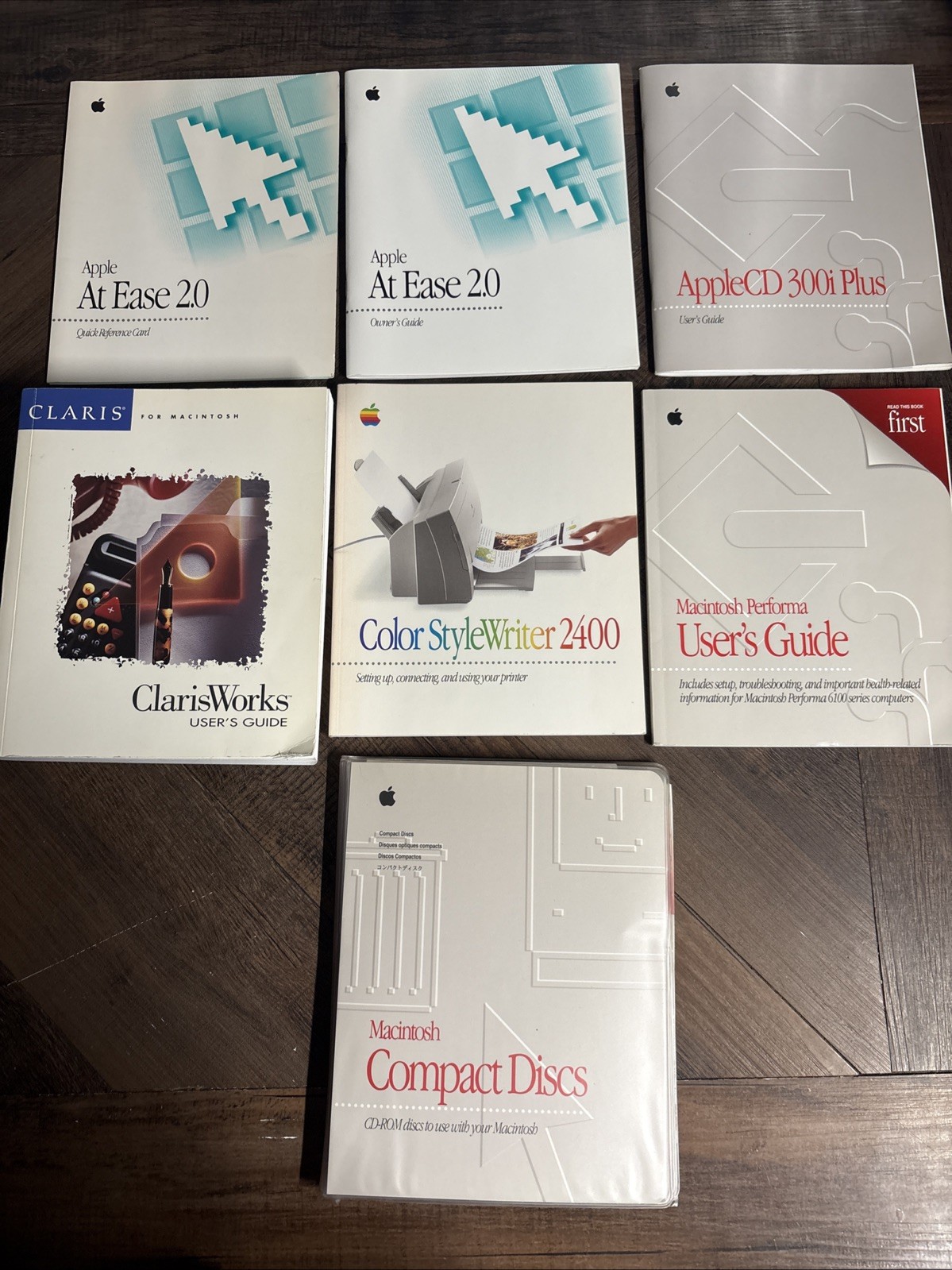 Lot of Vtg Apple Macintosh - At Ease /300i / Claris / User Guides CDs Folder