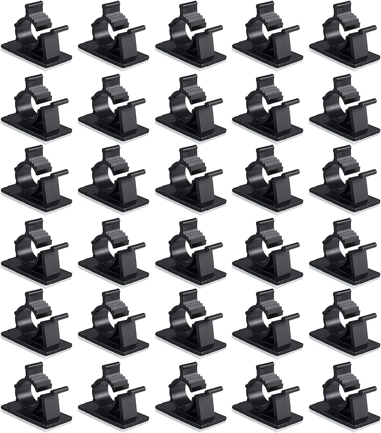 Viaky 30 Pcs Black Clips Self Adhesive Backed Nylon Wire Adjustable Cable Clips