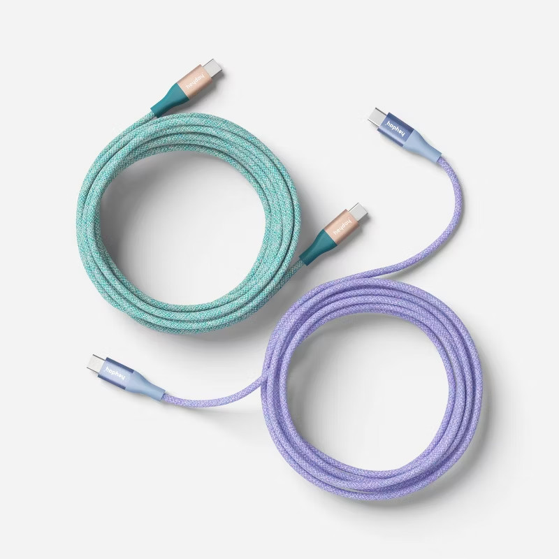 10ft USB-C to USB-C Braided Cable 2pk - heyday - Deep Sage Peri-Blue