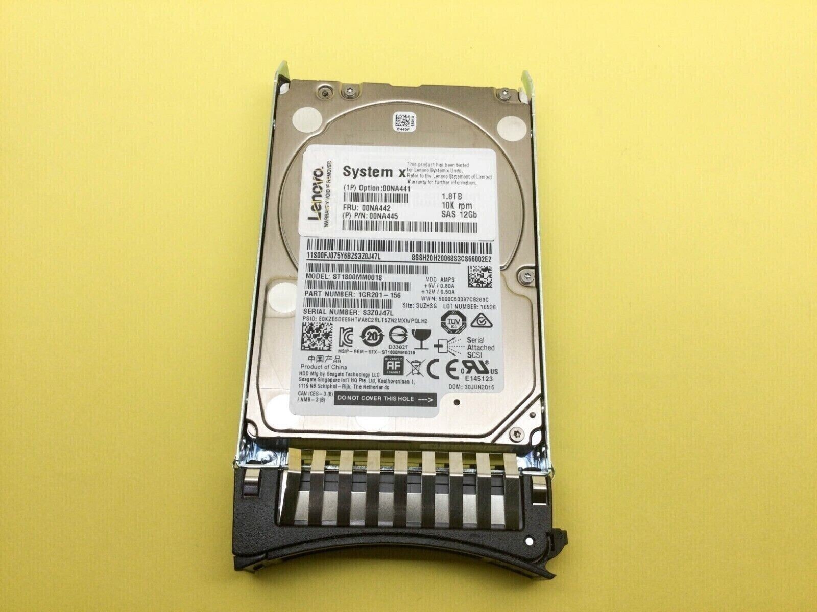 FOR Lenovo 1.8TB 00NA441 00NA442 00NA445 10K RPM 12Gb SAS 2.5" G2HS 512e HDD