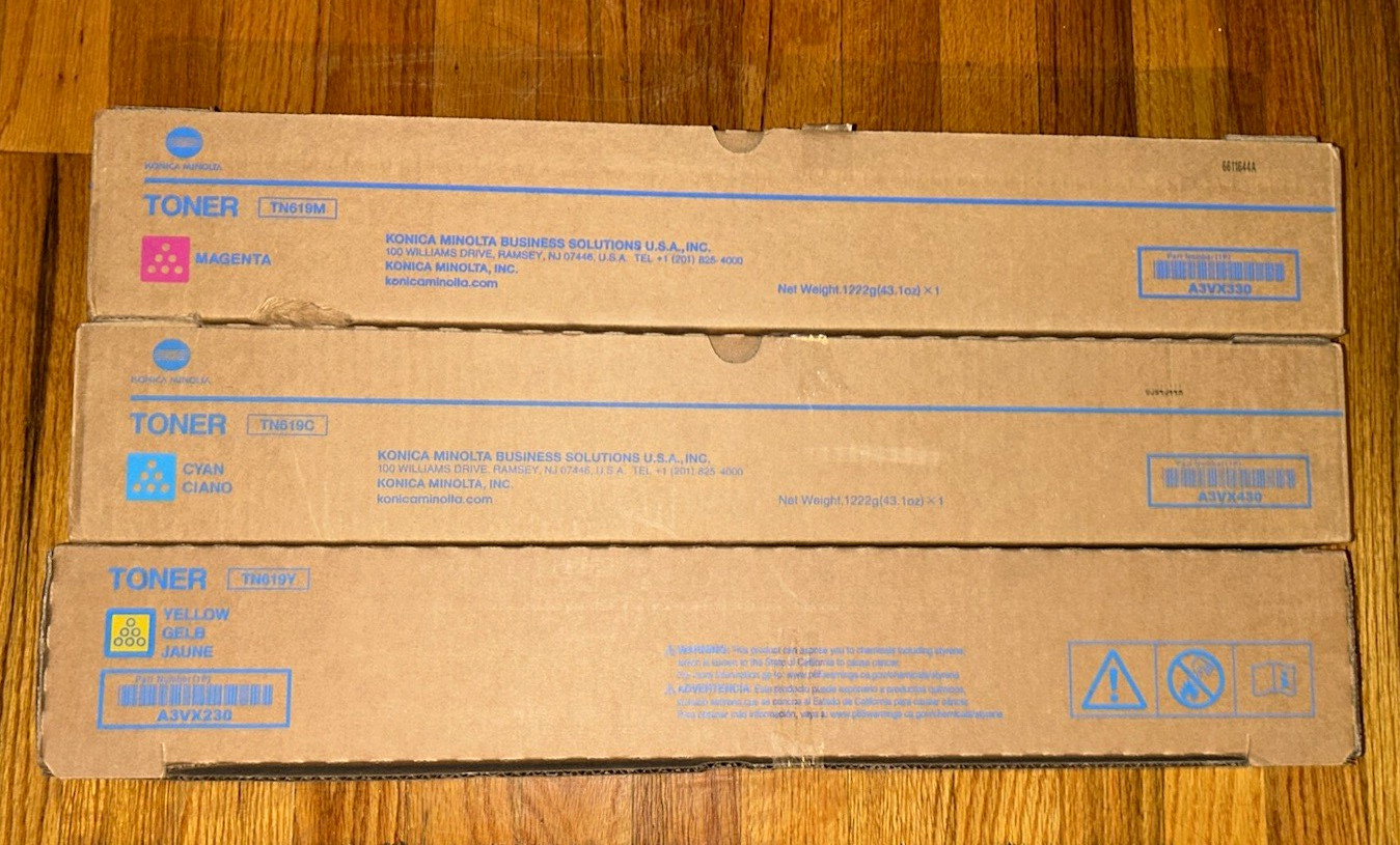 Konica Minolta Genuine/Original TN610 Cyan Magenta Yellow Laser Toner Set