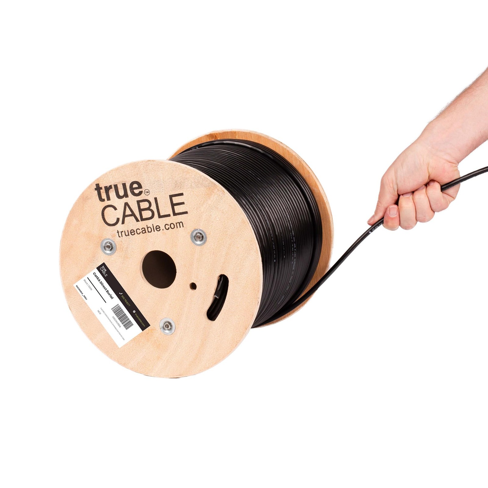 TRUE CABLE Cat6A Direct Burial Bulk Ethernet Cable, 500ft, Black, Waterproof,...