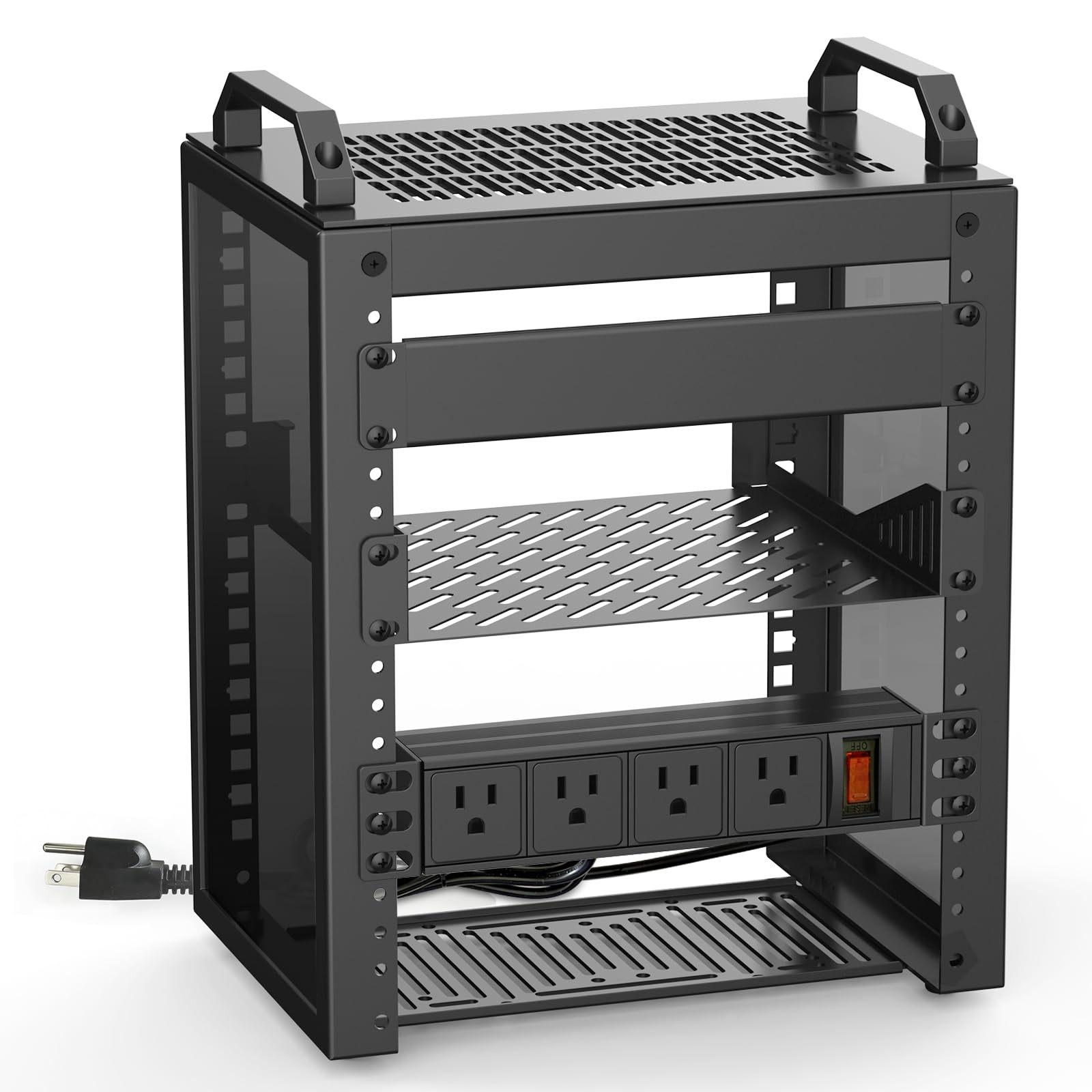 10Inch Mini Server Rack,6U Network Rack with Rack PDU Power | Depth of 7.87 inch