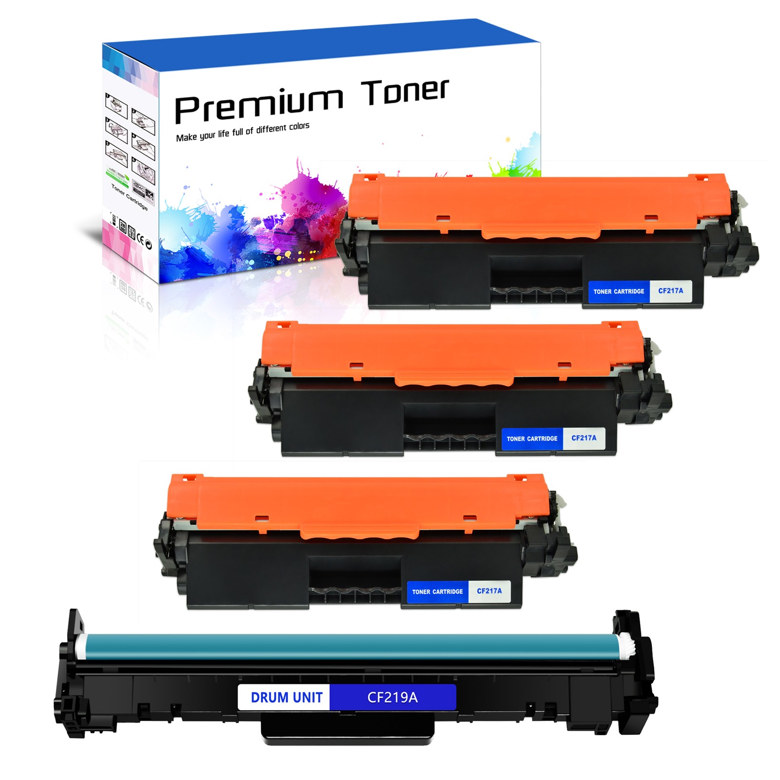 3PK CF217A 17A Toner+1PK CF219A Drum For HP LaserJet Pro M102a M102w,MFP M130fw
