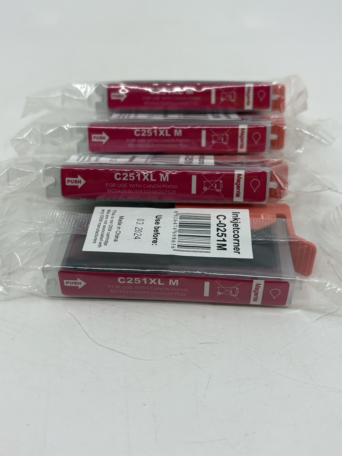 Inkjetcorner Replacement Cartridges 4 Pack Magenta C-0251M New Sealed Expired