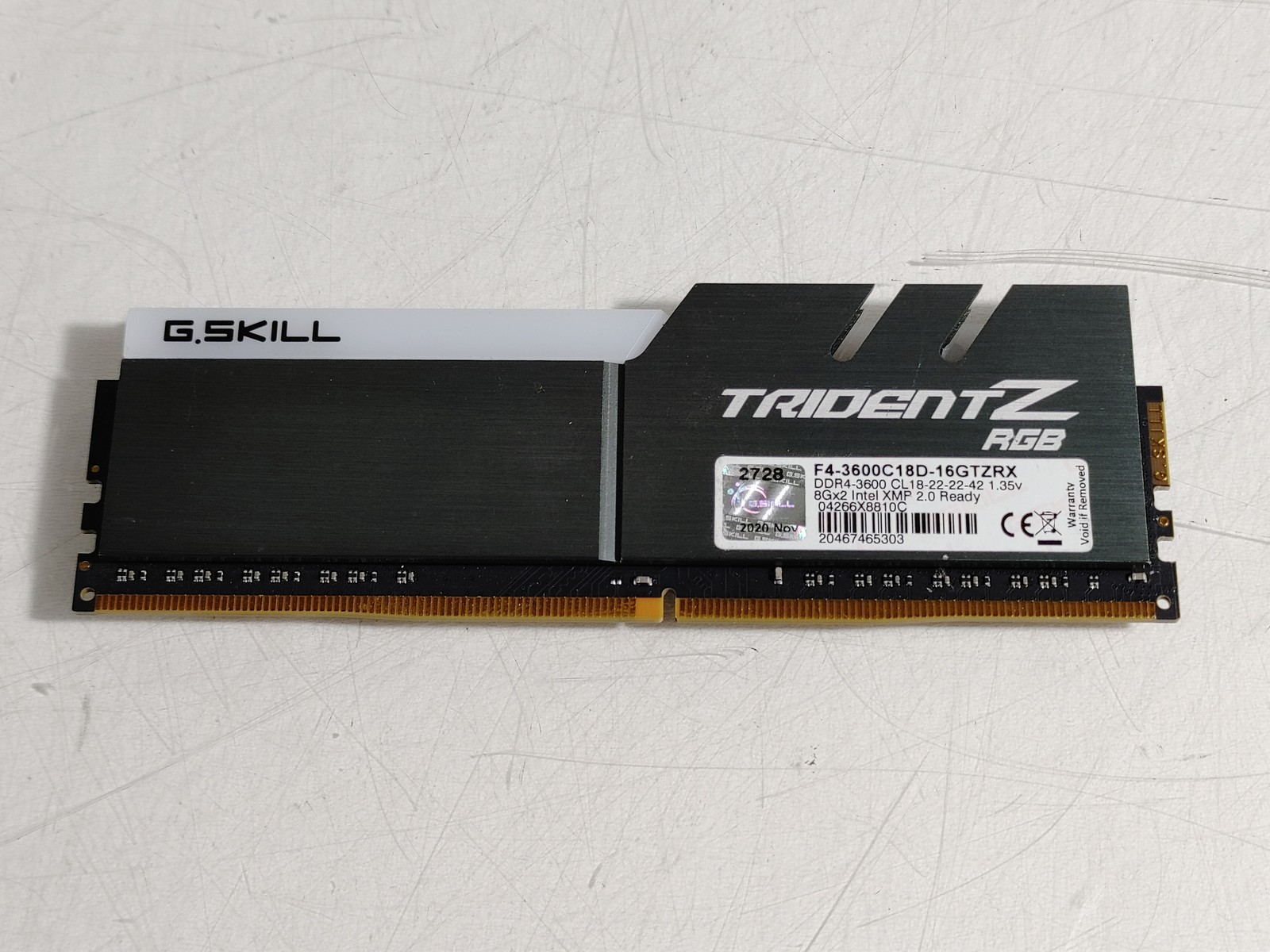 G.SKILL TridentZ RGB 8GB DDR4-3600 1Rx8 PC4-28800 Shielded RAM F43600C18D16GTZRX