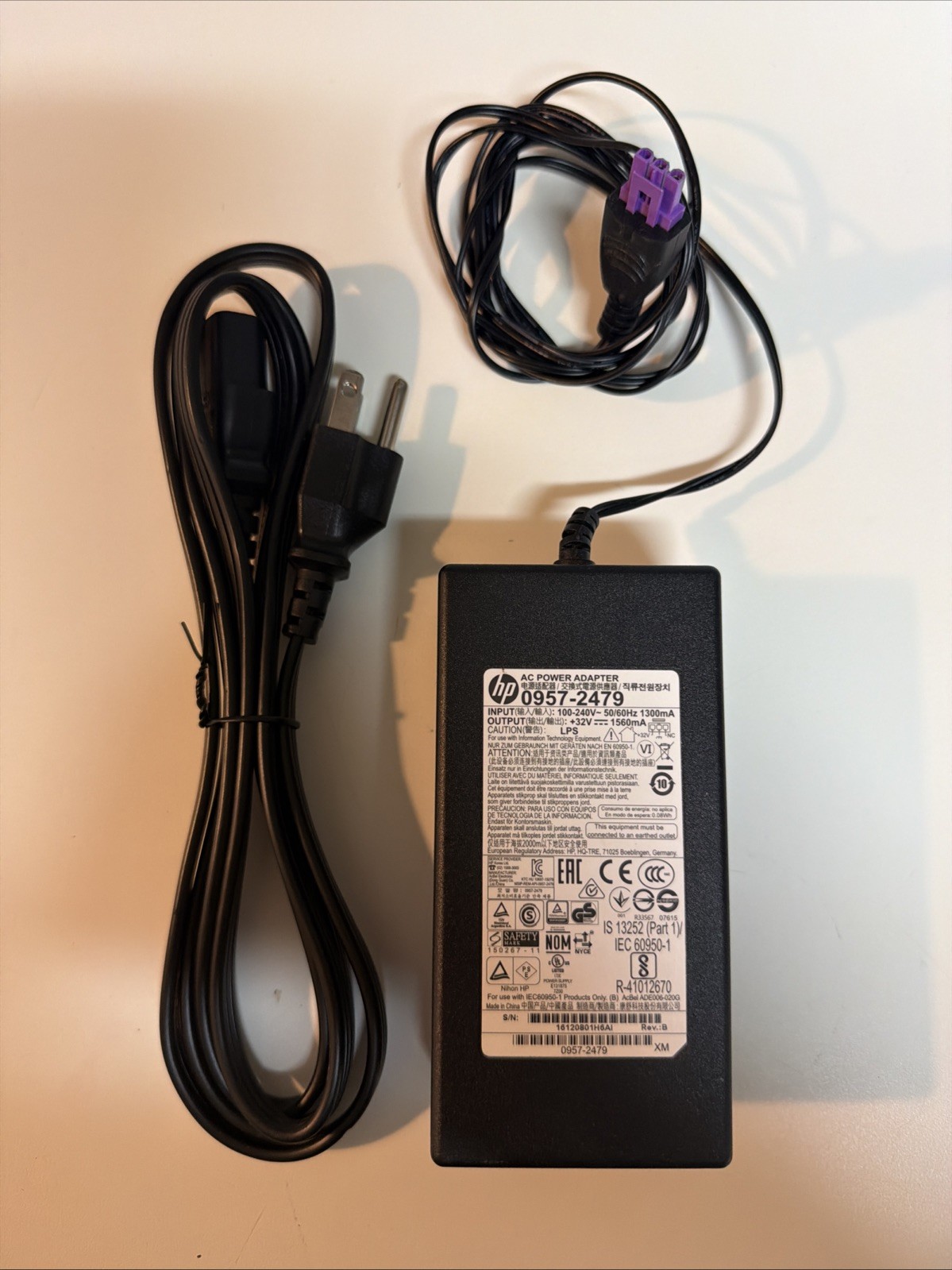 GENUINE  HP 0957-2259/2479 Printer AC Power Adapter Cable 32V 1560mA W AC Cord