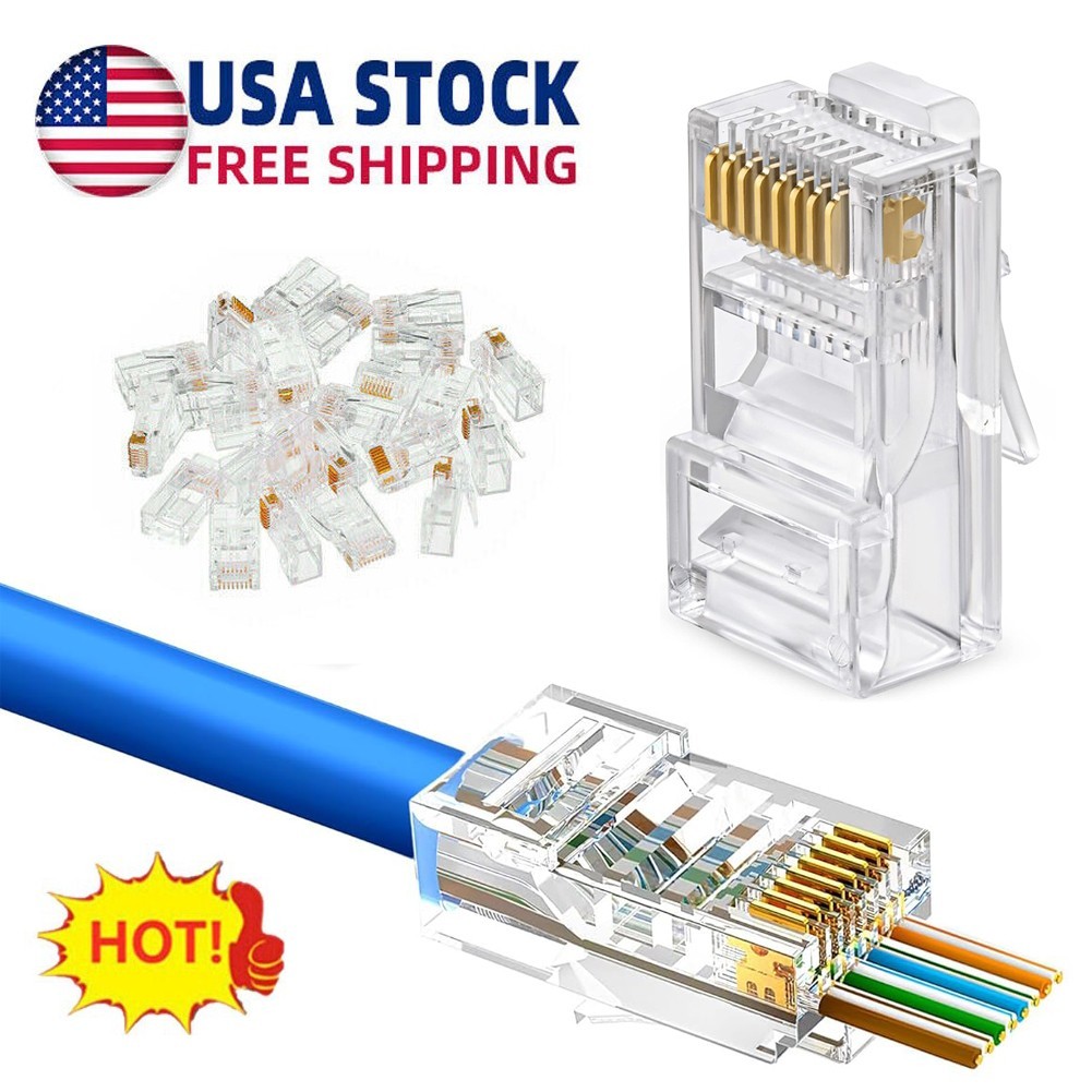 100-500pcs RJ45 Modular Plug Network Cable LAN Connector Plug End 8P8C CAT6 CAT5