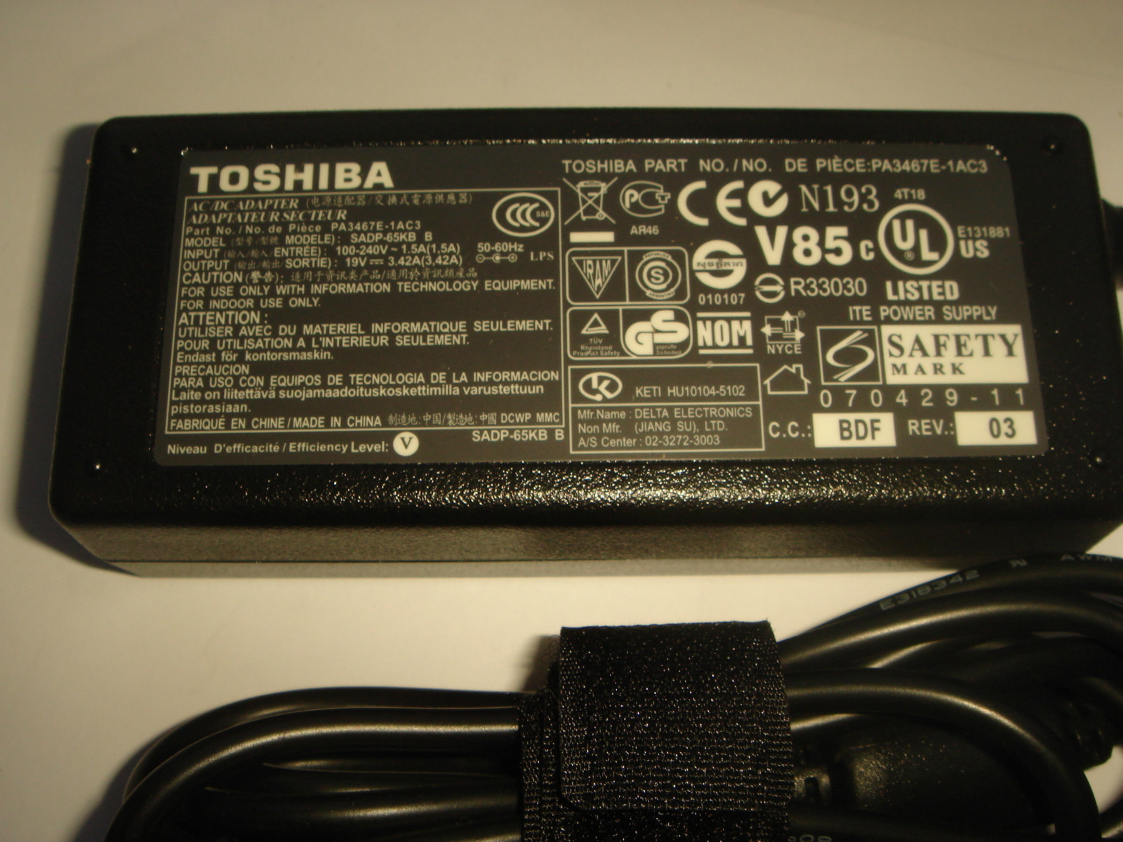 Toshiba Tecra A7 L2 R840 R850 Genuine Adapter New