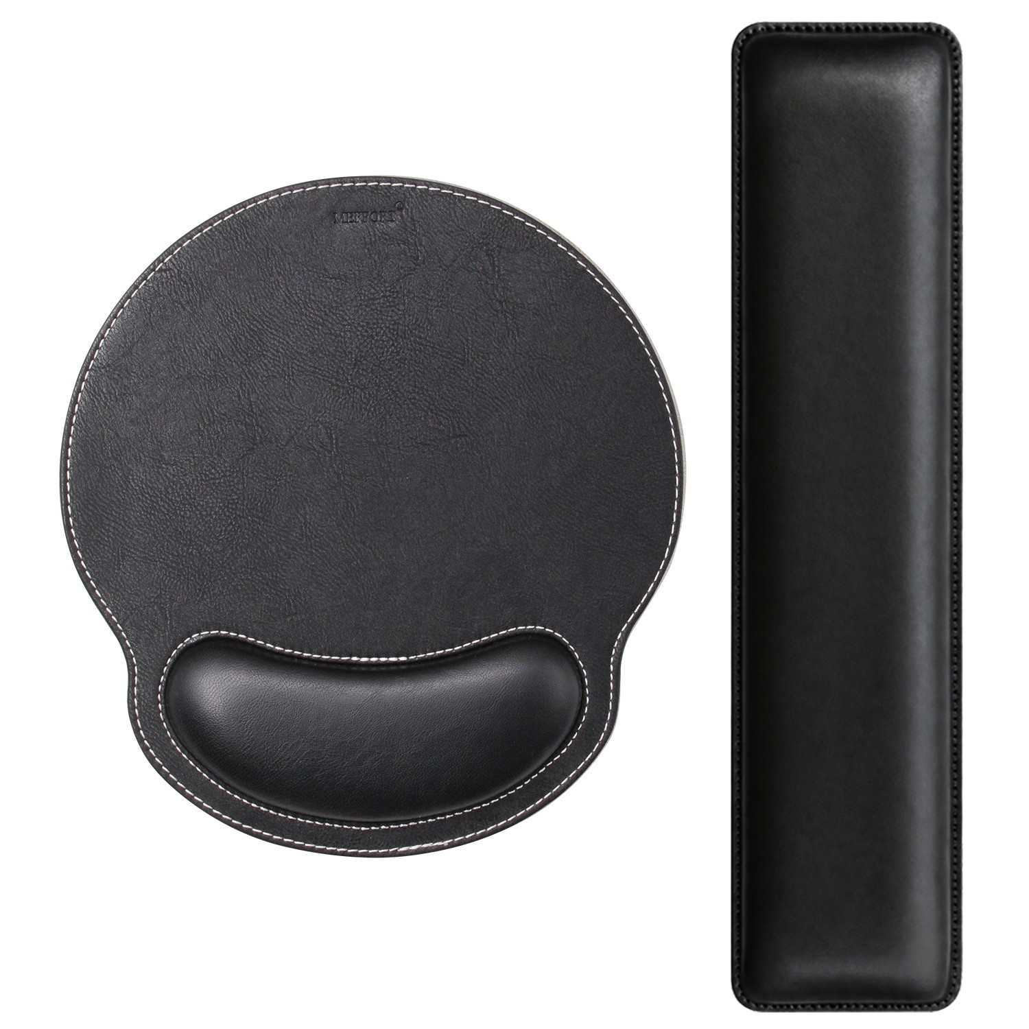 Faux Leather Mouse Pad & Keyboard Wrist Rest Set Ergonomic Non-Slip Support