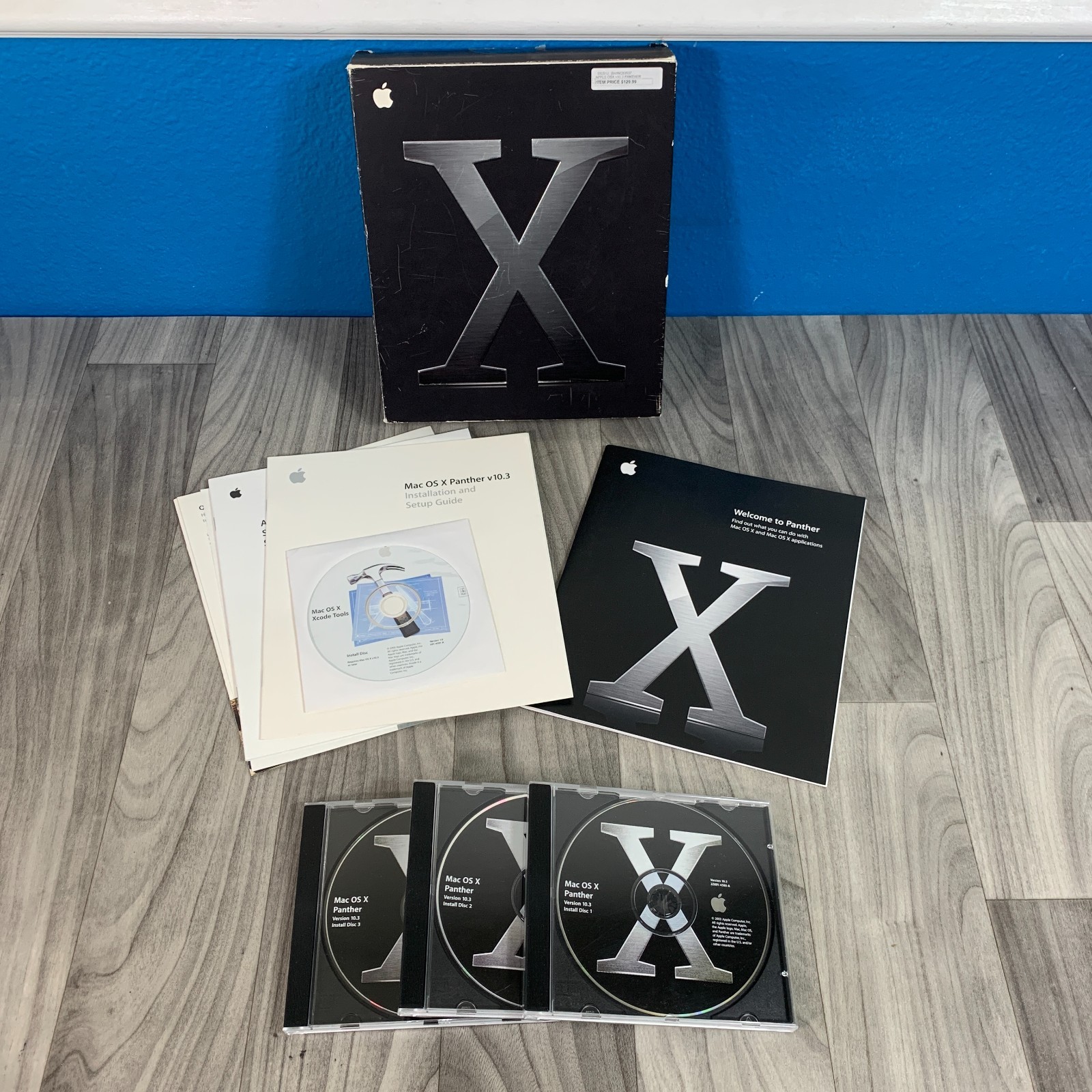Apple Mac OS X Panther 10.3 Box w/ 3 CDs Plus G5 Install Discs COMPLETE