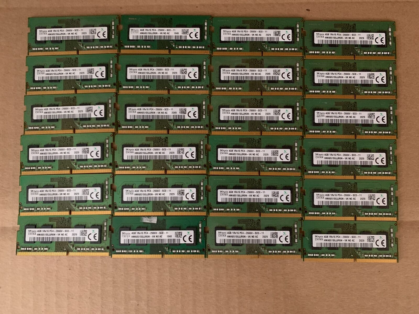 Lot of 24 SK Hynix 4GB DDR4 2666MHz HMA851S6JJR6N-VK Laptop Memory  L1-10(6)