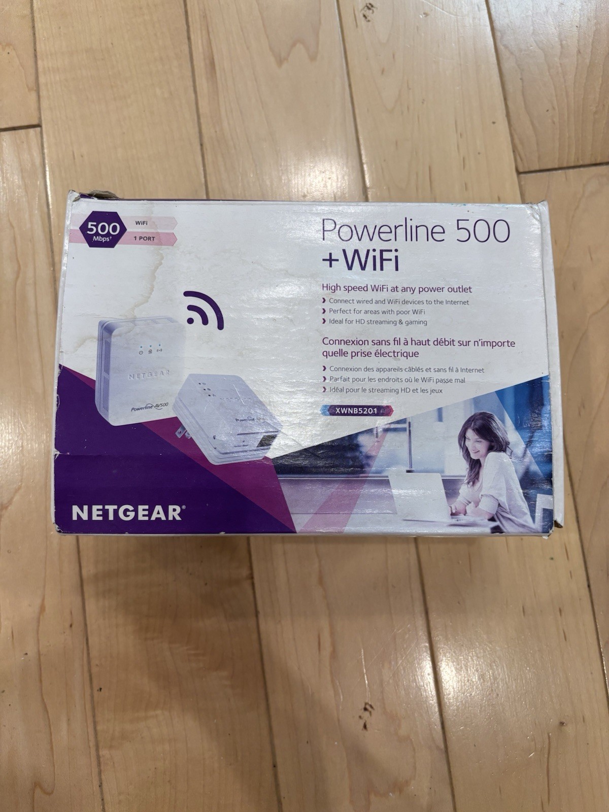 Netgear Powerline 500 + WiFi 2.4GHz 802.11 b/g/n wireless, Model XWNB5201-100PAS