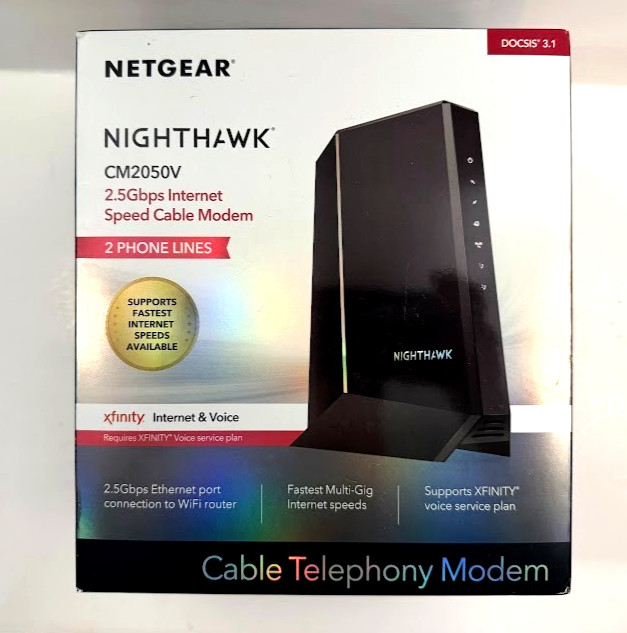 Netgear Nighthawk CM2050V Cable Telephony Modem DOCSIS 3.1 Xfinity Voice 