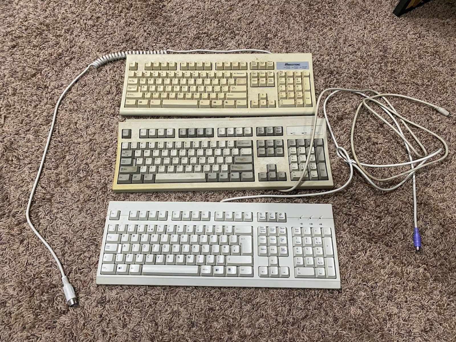 Lot Of 3 Vintage Keyboards Magitronic KB-5923, NMB Ultra Mechanical Wired
