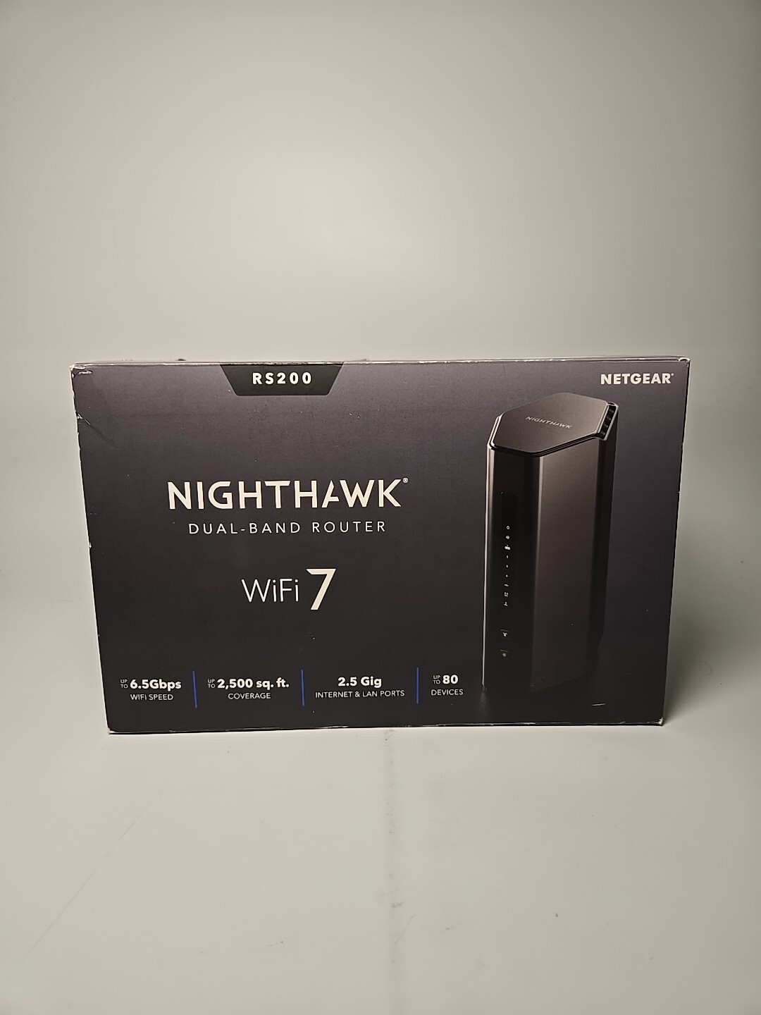 NETGEAR Nighthawk BE6500 Dual-Band Wi-Fi 7 Router Black Model RS200-100NAS
