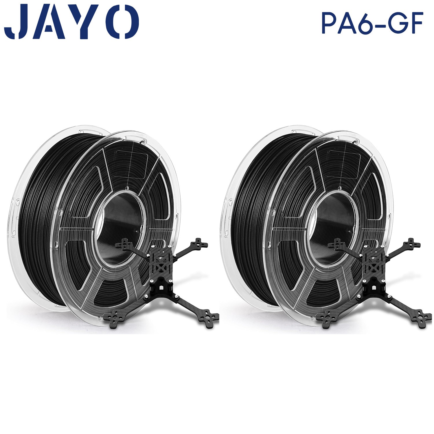 JAYO 2*1KG Black PA6-GF Nylon Glass Fiber Filament 1.75mm Tough Impact Resistant