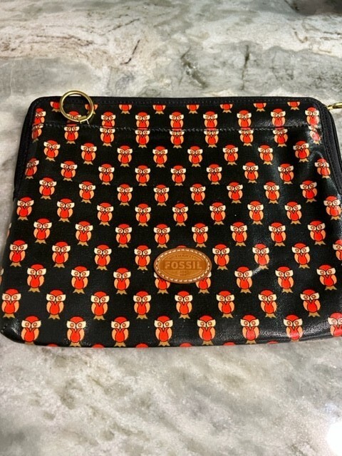 Fossil Coated Canvas Tablet Sleeve Zip Around Case Owls NEW