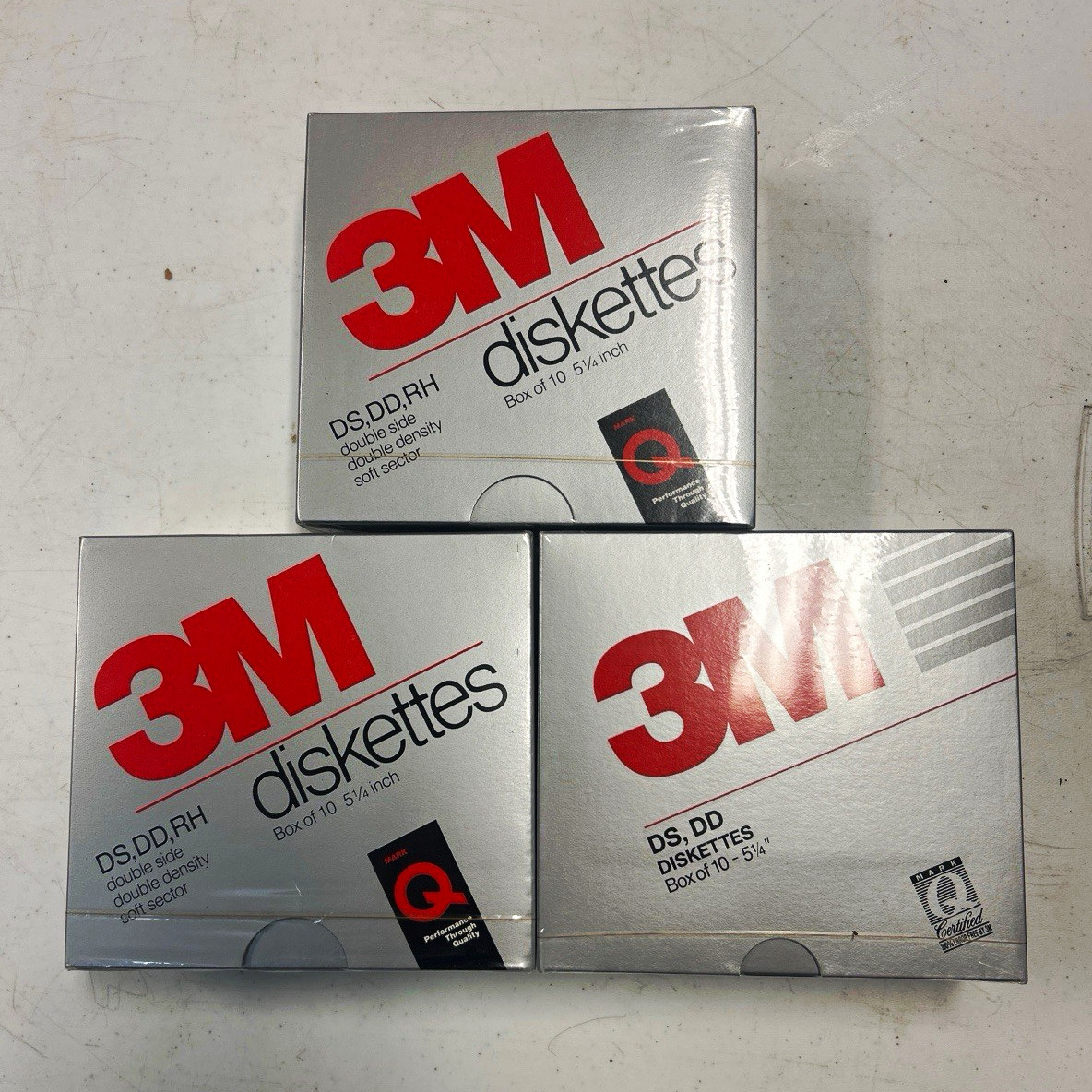 Lot of 3 Vintage 3M 5.25" Floppy Disks DS/DD Soft Sector - Factory Sealed NOS