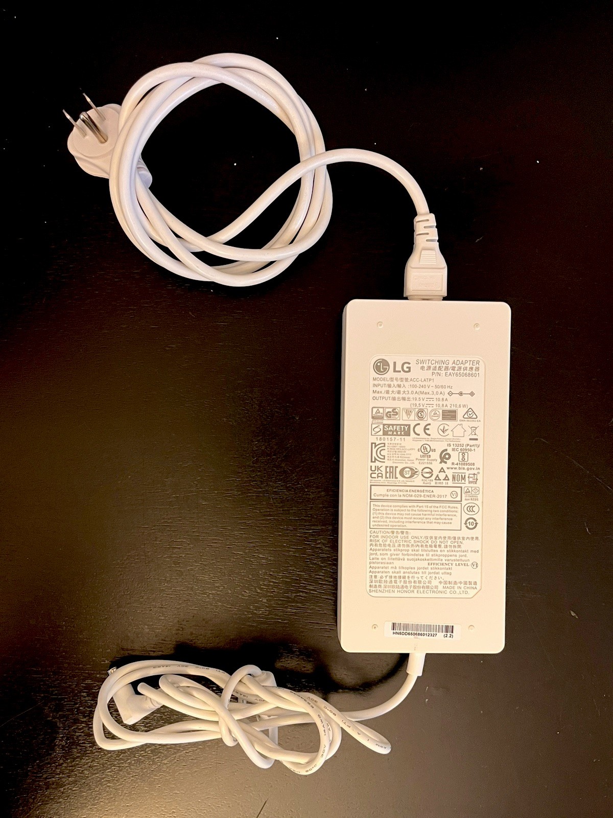 LG EAY65068601 ACC-LATP1 19.5V 10.8A 210W OEM Monitor Power Adapter Cord