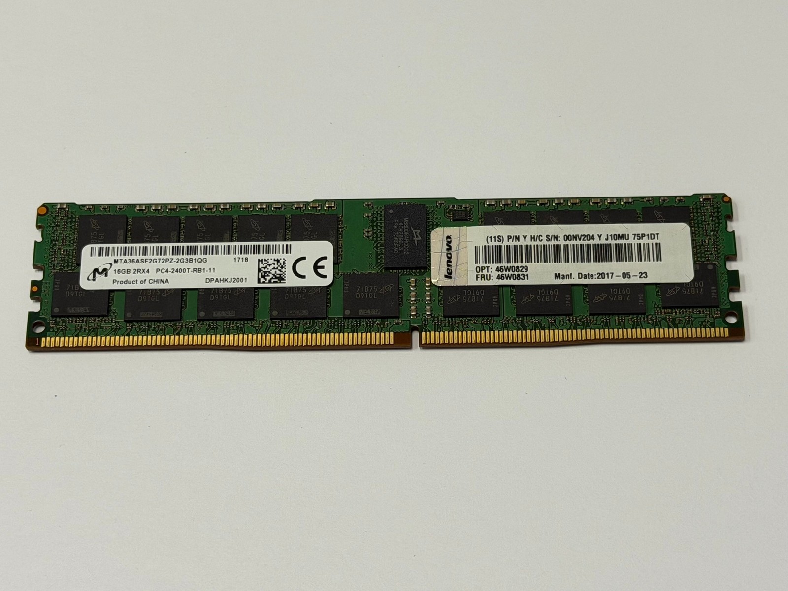 Micron 16GB (1 Stick) PC4-19200 DDR4 2400T ECC Memory MTA36ASF2G72PZ-2G3B1QG