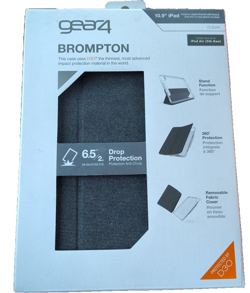 Gear4 Brompton Case for iPad 10.9" – D3O Drop Protection, Stand, Folio