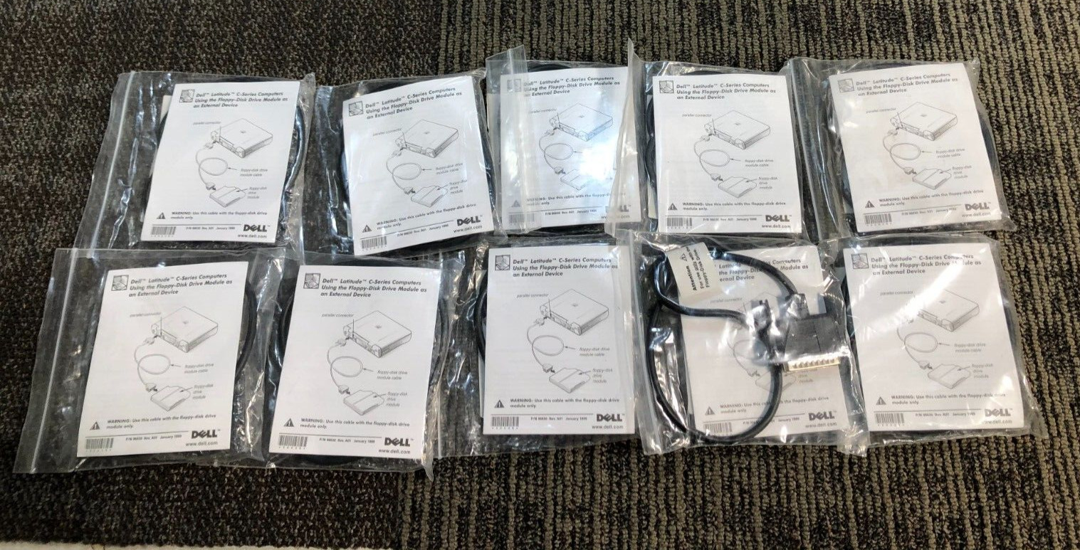 (Lot 10X) DELL Latitude Laptop External Floppy Disk Drive Cable Parallel 045647