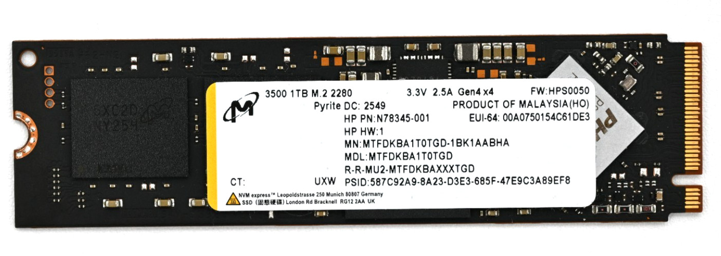 Micron 3500 1TB PCIe Gen4 NVMe M.2 2280 SSD MTFDKBA1T0TGD Open Box HP N78345-001