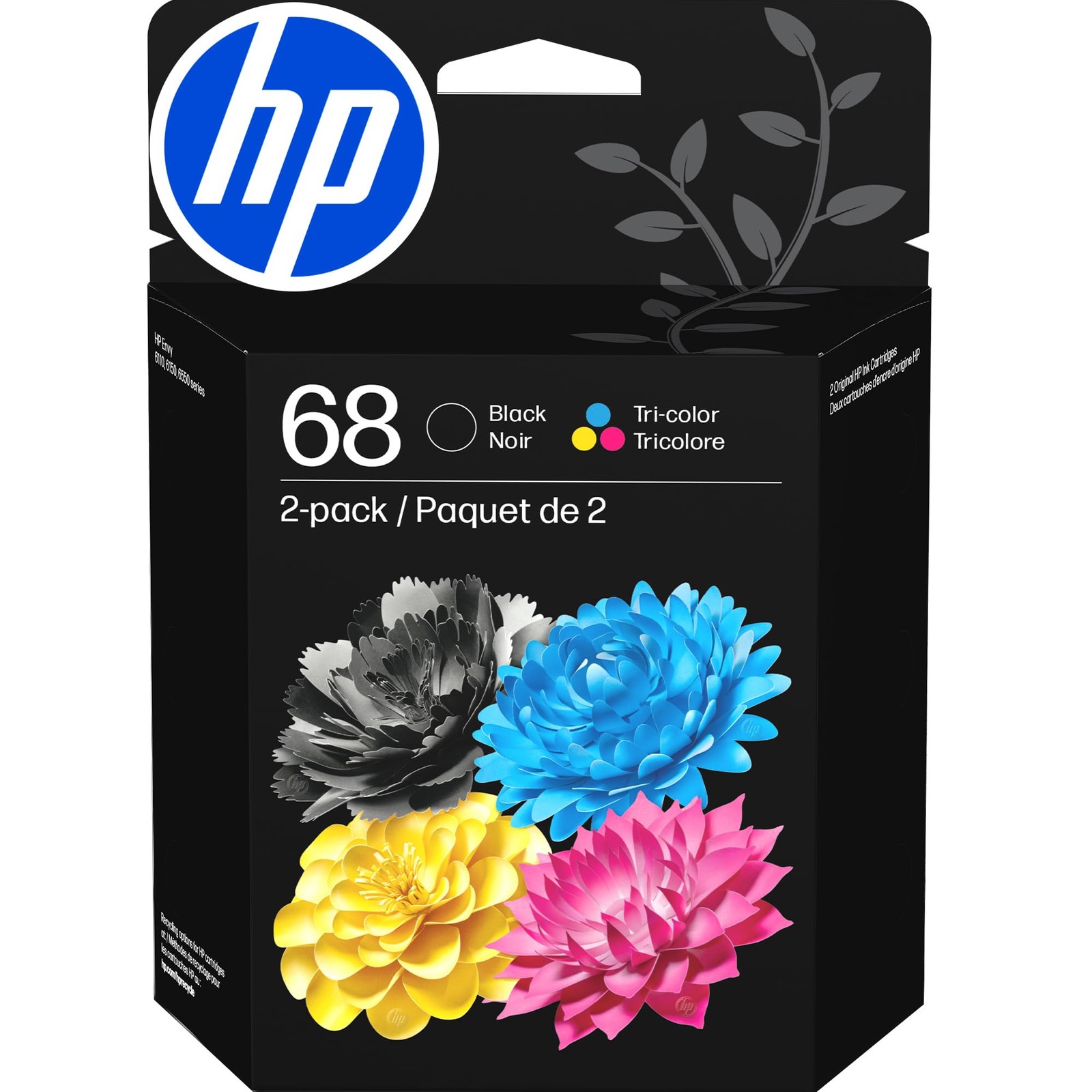 HP 68 Black/Tri-Color Ink Cartridges (2-Pack) | Works with Envy 6100e, 6500e Ser