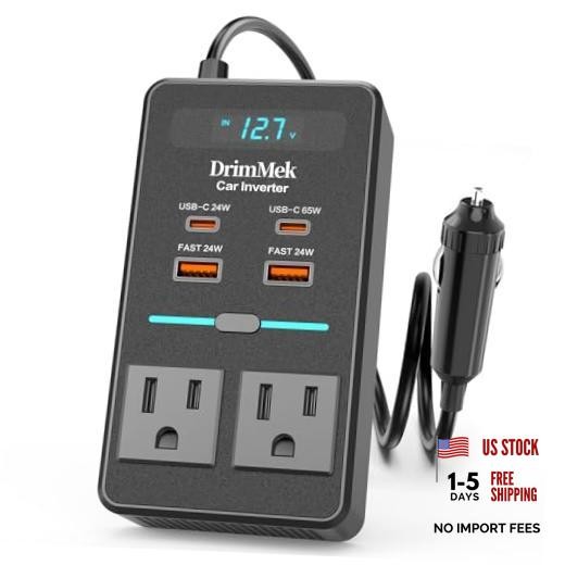 300W Car Power Inverter 12V to 110V Car Outlet Adapter black