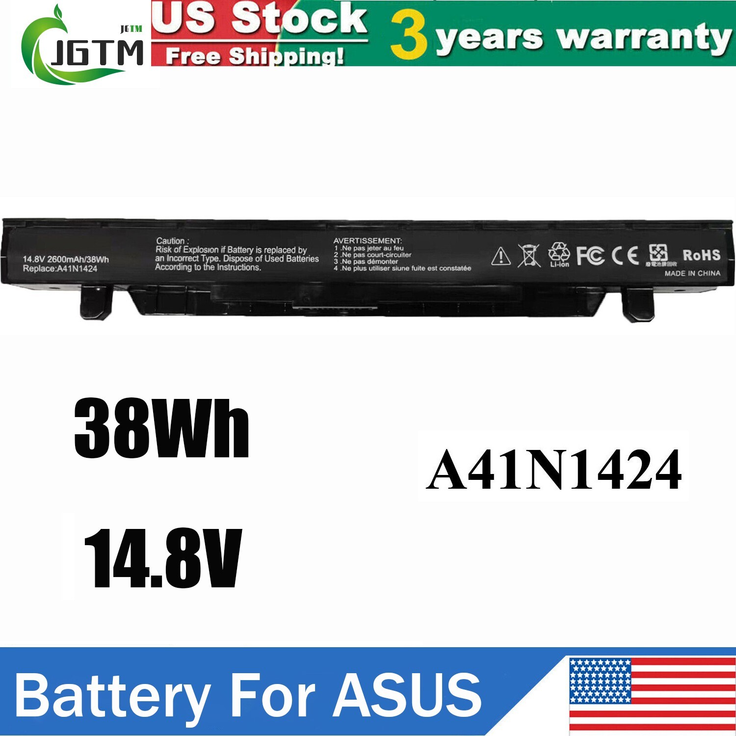 A41N1424 Battery For Asus ROG GL552V GL552VW-DH74 DH71 GL552JX GL552J ZX50 38Wh