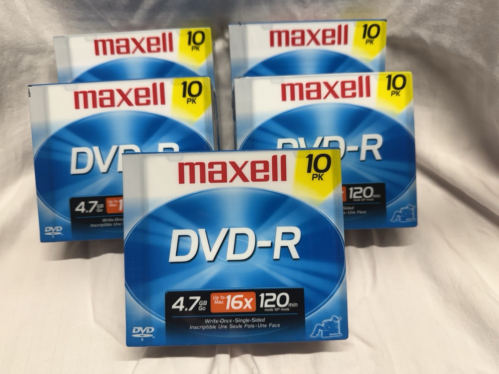 Maxell DVD-R 10 Pack Data Video Disks - Lot Of 5 ( 50 Discs Total)