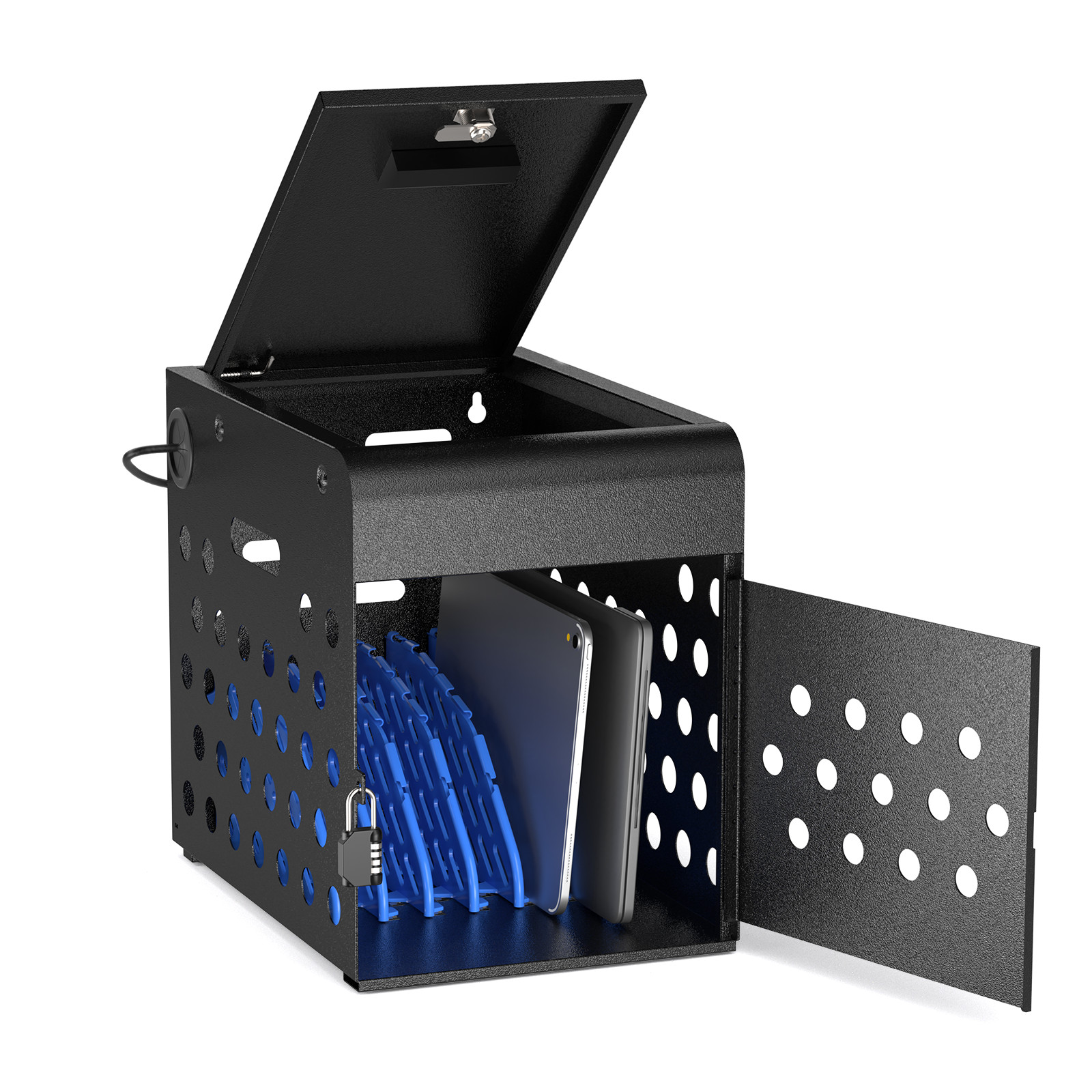 8 Device Laptop Charging Station Locking Tablet Charging Cabinet for iPad, Black