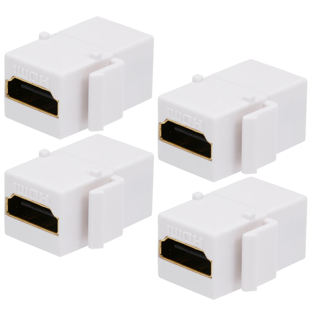 4 Pcs HDMI Keystone Jack Coupler Cable Joiner Snap In Insert Wall Plate White