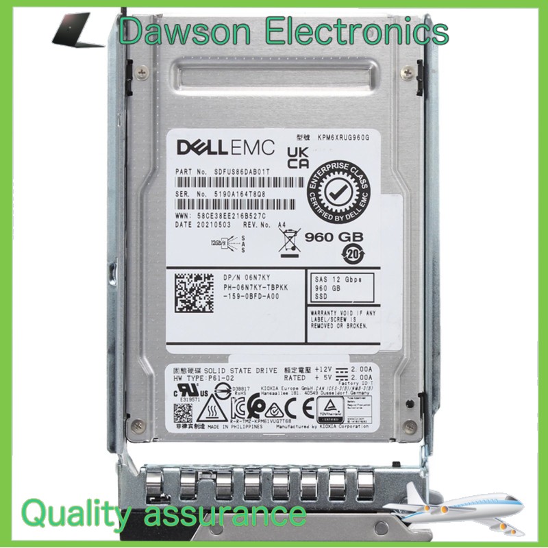 Dell EMC 6N7KY/06N7KY 2.5" 960GB 12Gbps SAS RI TLC SSD 14/15/16G KIT